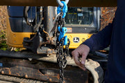 quick-e-adjustable chain, attachment method, excavator arm