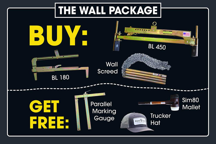 Promotional graphic for 'The Wall Package' with tools and items included.