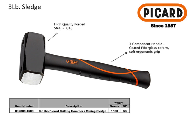 Picard 3lb Sledge Hammer Specifications