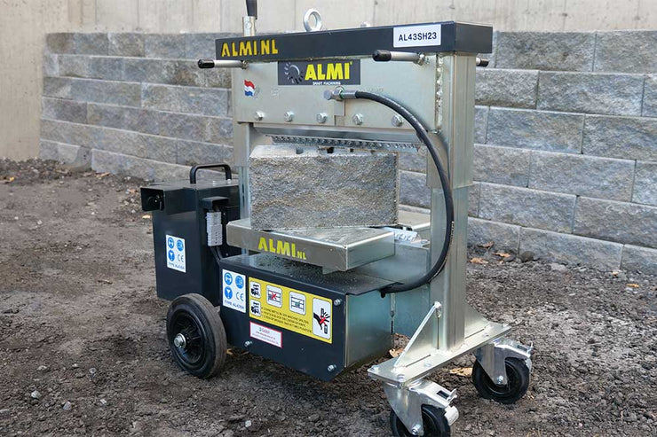 ALMI AL43SH23, ALMI Splitter AL17-9EH, Fixed blade, Hydraulic pressure 23 kg / 46,300 lbs., Suitable for granite, thick slabs, paving slabs, natural stone, Spring loaded support table with measure and angle indicator